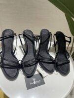 Black Pattern Strappy Heels