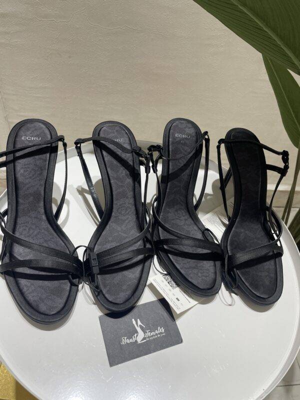 Black Pattern Strappy Heels