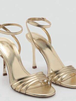Mango Strappy Heels Gold
