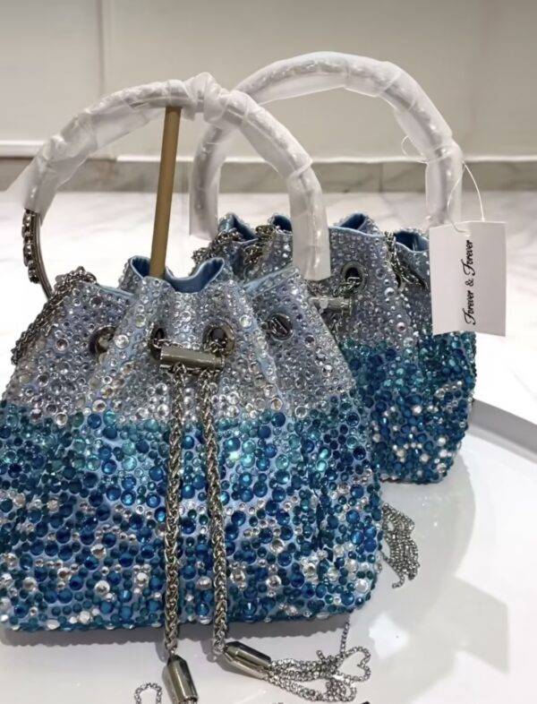 Blue and Silver Handle Bag