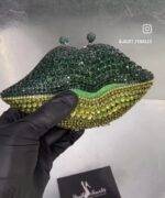 Green Swarovski lip Clutch