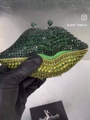 Green Swarovski lip Clutch