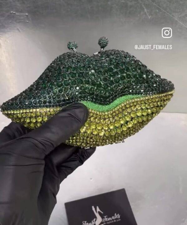 Green Swarovski lip Clutch