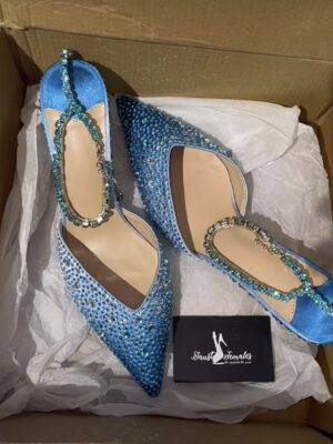 Blue Rhinestone Heels