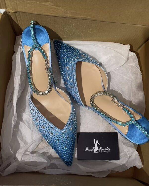 Blue Rhinestone Heels