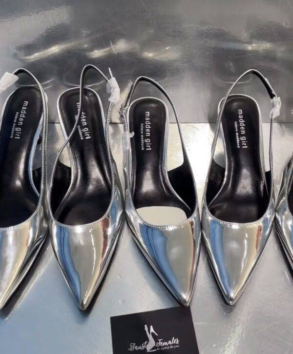 Silver Slingback Heels
